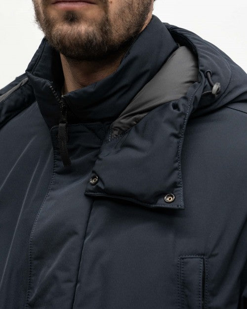 Stone Island Micro Twill Down Jacket In Navy