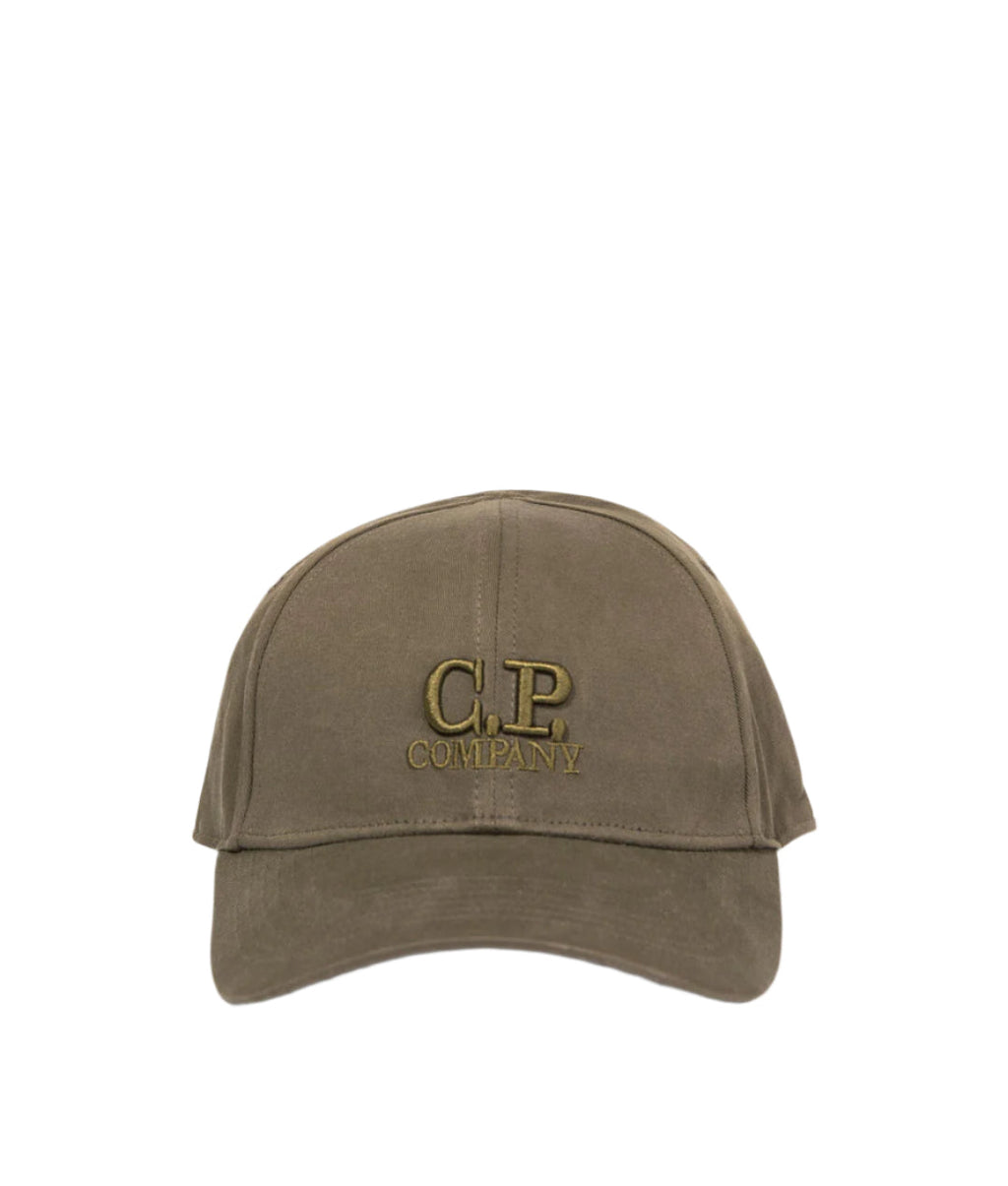 Cp Company Gabardine Logo Cap In Ivy Green