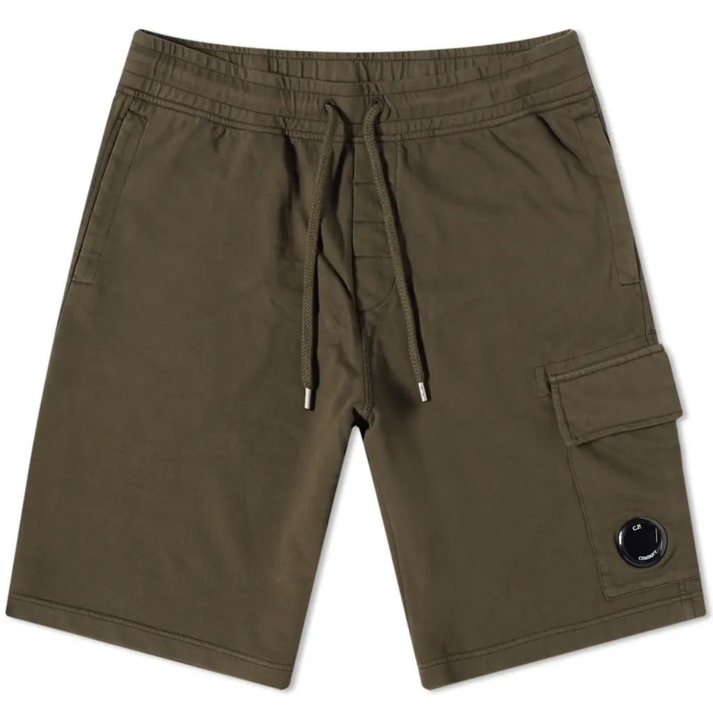 Cp Company Light Fleece Lens Shorts in Ivy Green
