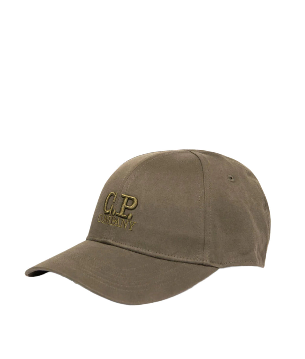 Cp Company Gabardine Logo Cap In Ivy Green