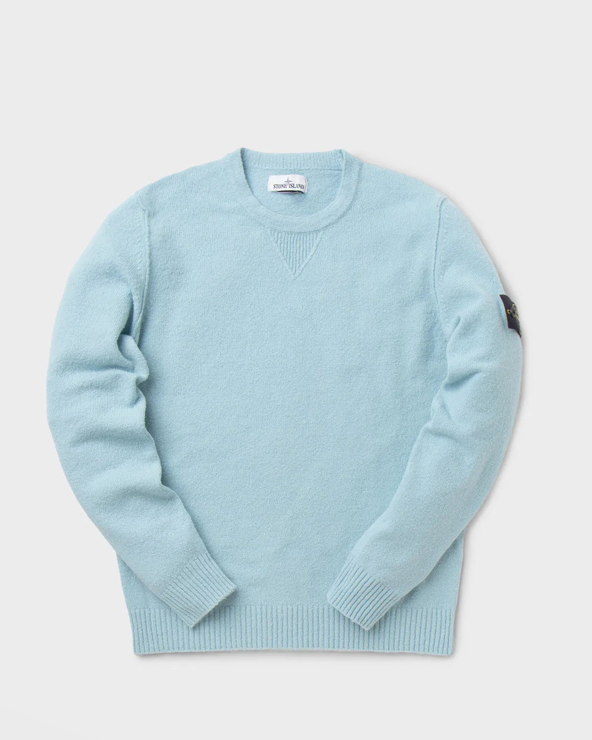 Stone Island Soft Cotton Gauzed Effect Knit In Baby Blue