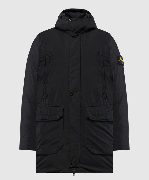 Stone Island Micro Twill Down Jacket In Black