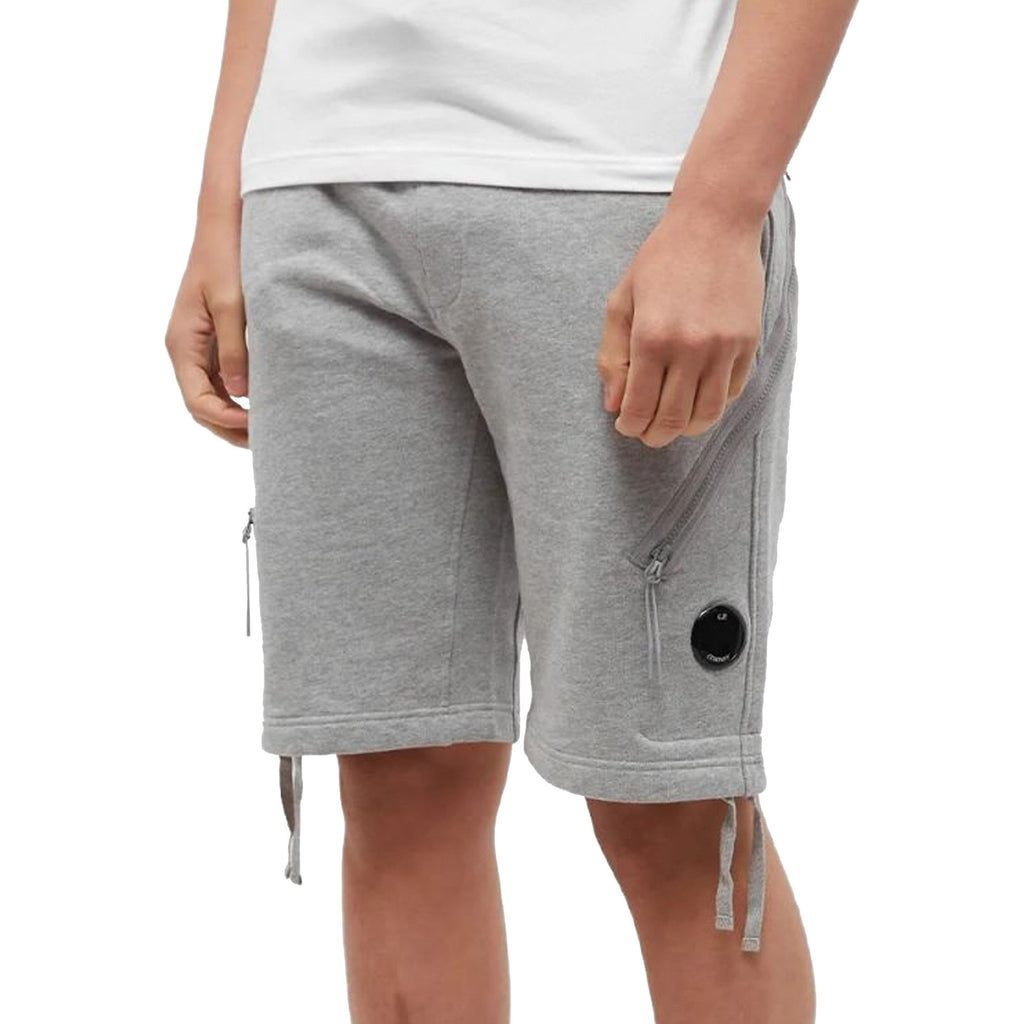 Cp Company Loose Fit Diagonal Raised Fleece Lens Shorts in Grey