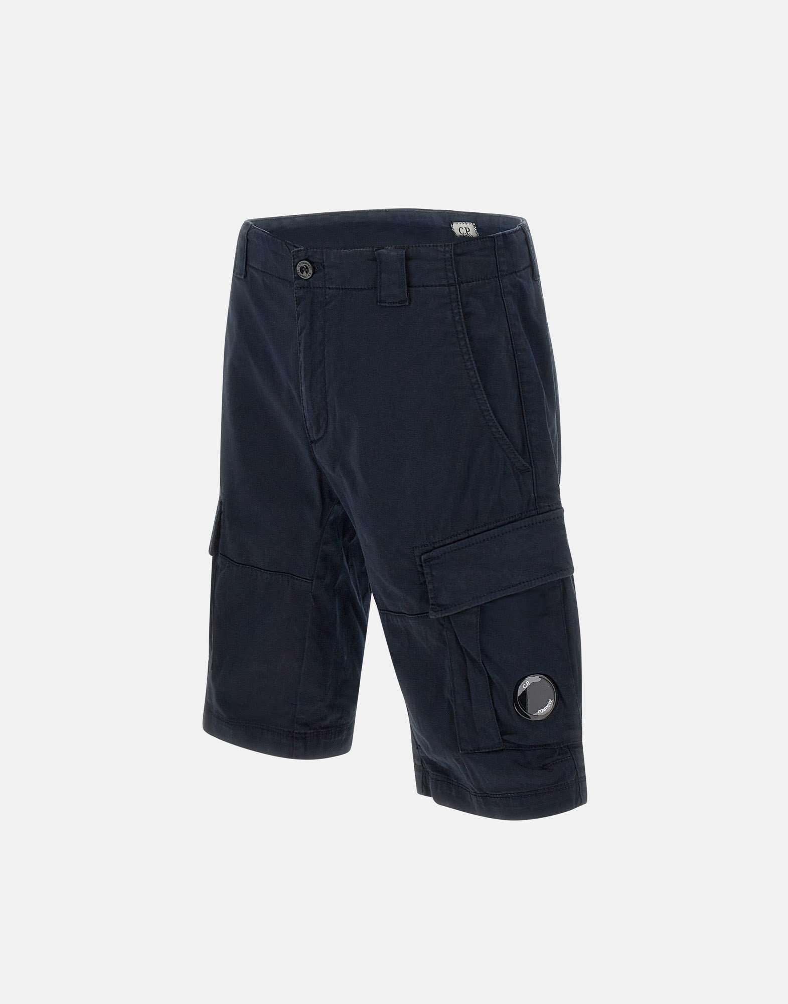 Cp Company 116A Satin Stretch Cargo Shorts In Navy