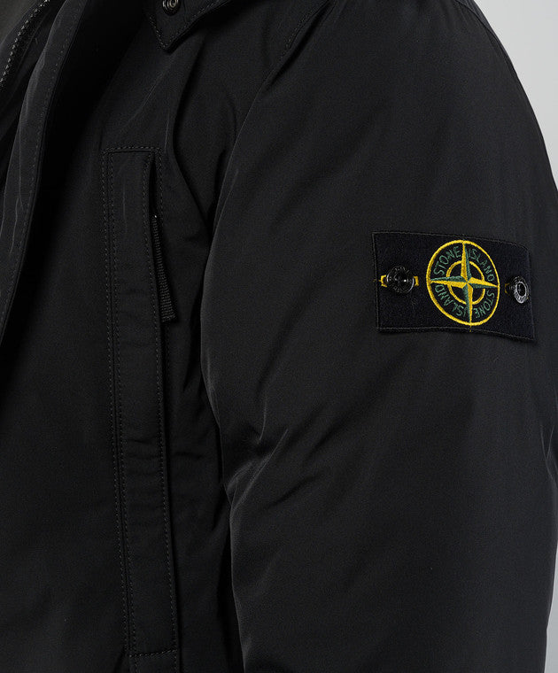 Stone Island Micro Twill Down Jacket In Black
