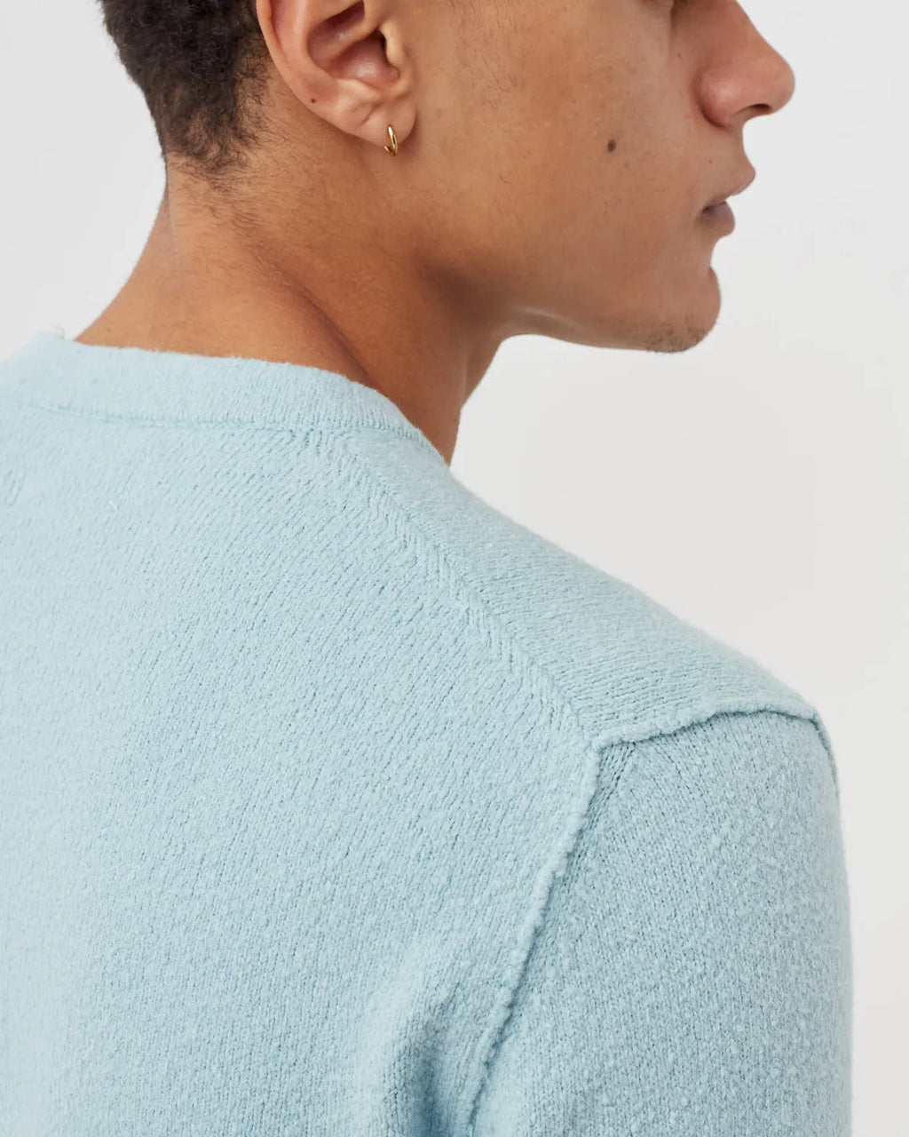 Stone Island Soft Cotton Gauzed Effect Knit In Baby Blue