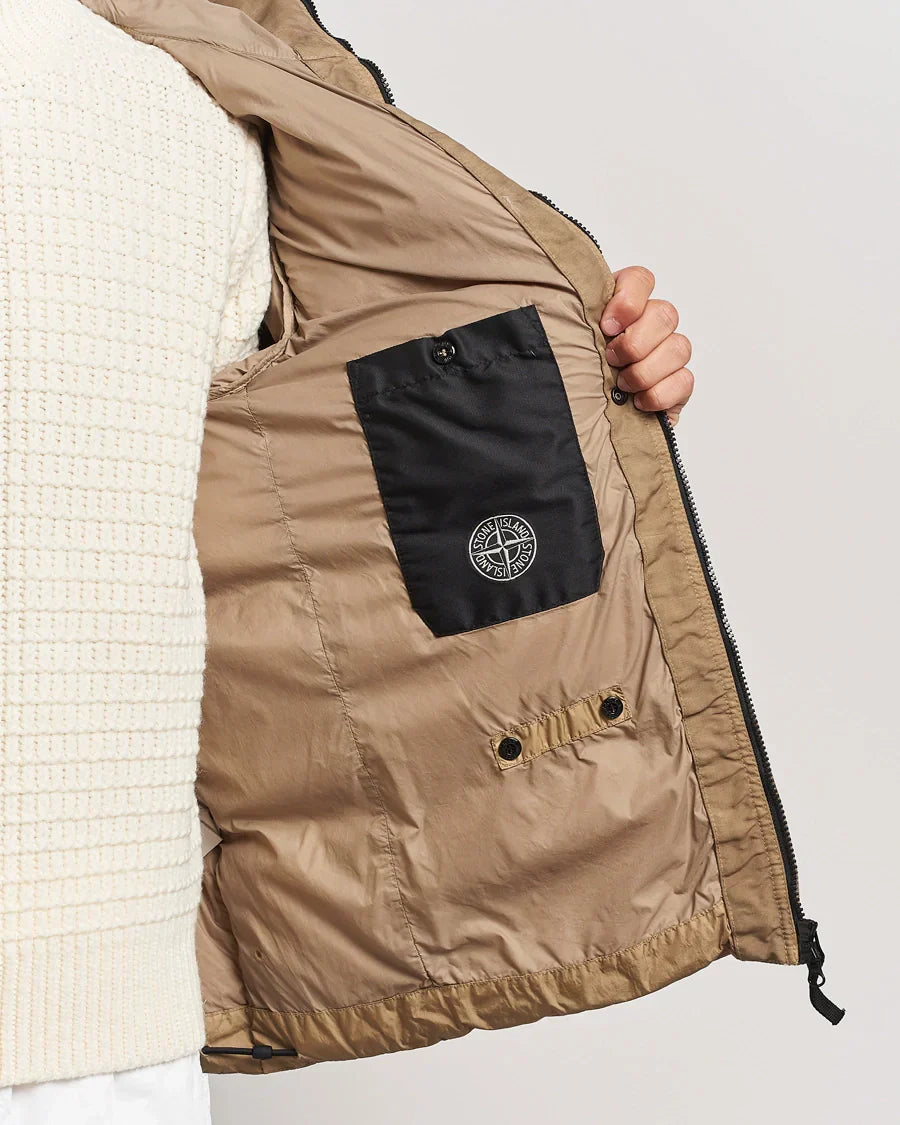 Stone Island Garment Dyed Crinkle Reps R-Ny Down Jacket In Light Brown