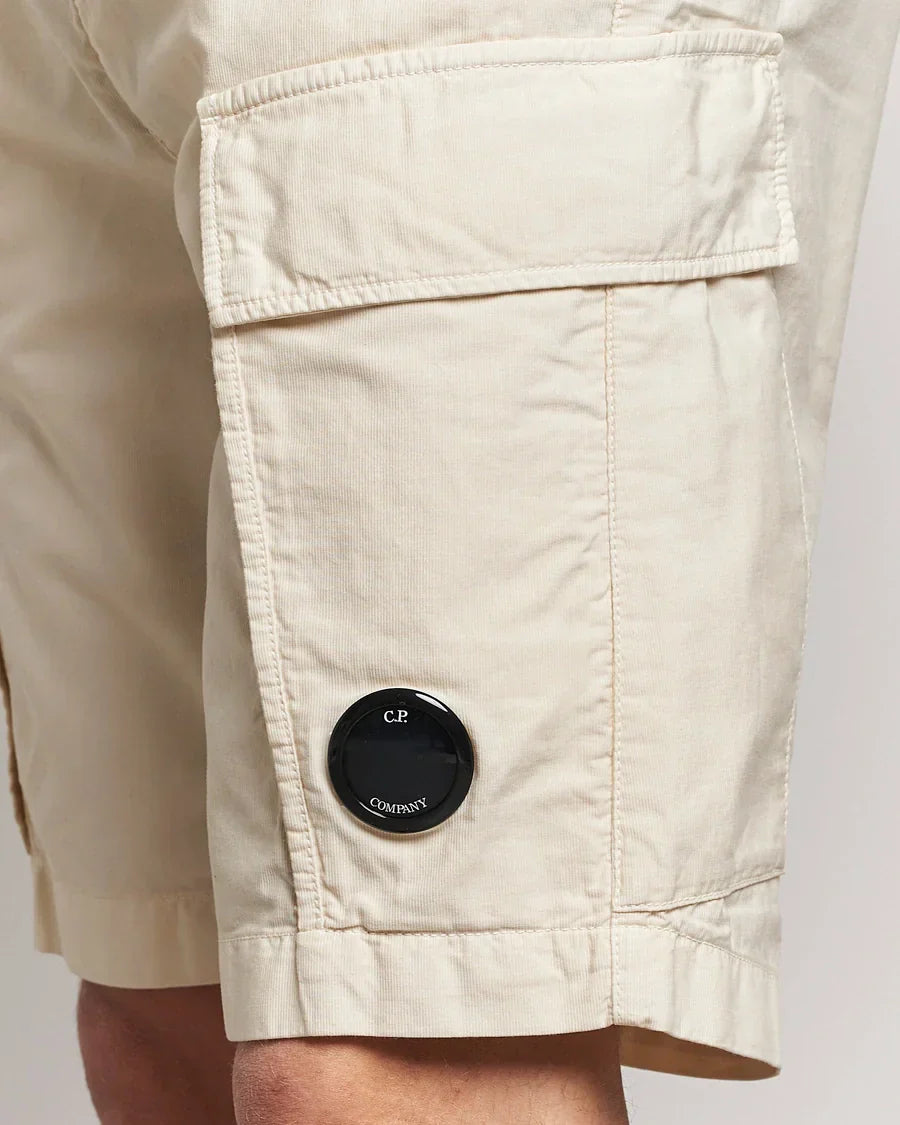 Cp Company Lens Ottoman Cargo Shorts In Beige
