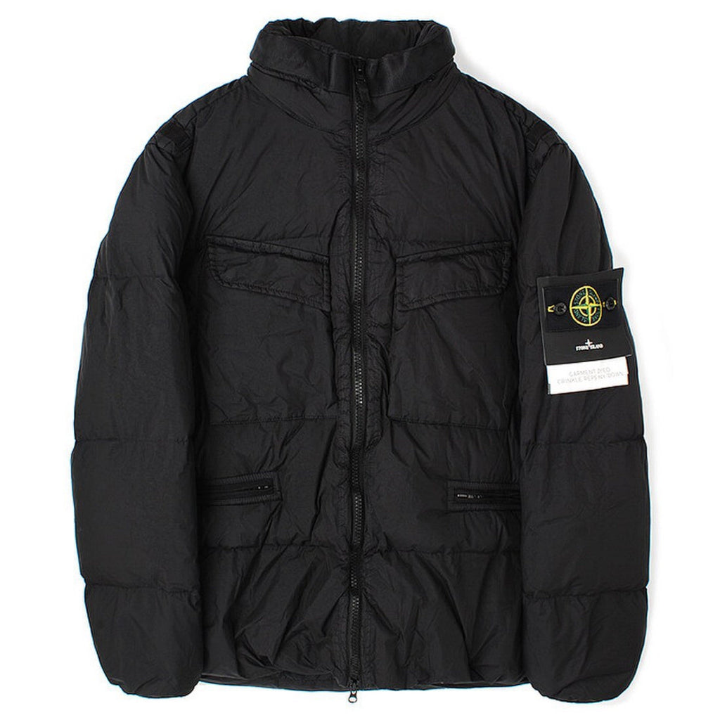 Stone Island Garment Dyed Crinkle Reps R-Ny Down Jacket In Black