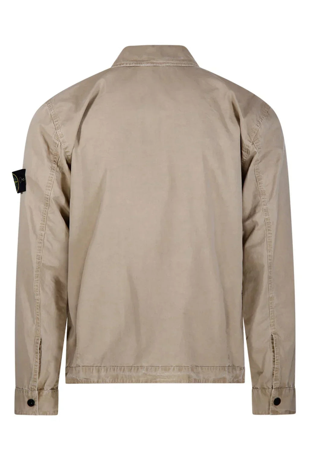 Stone Island Brushed Organic Cotton Canvas Overshirt In Sand