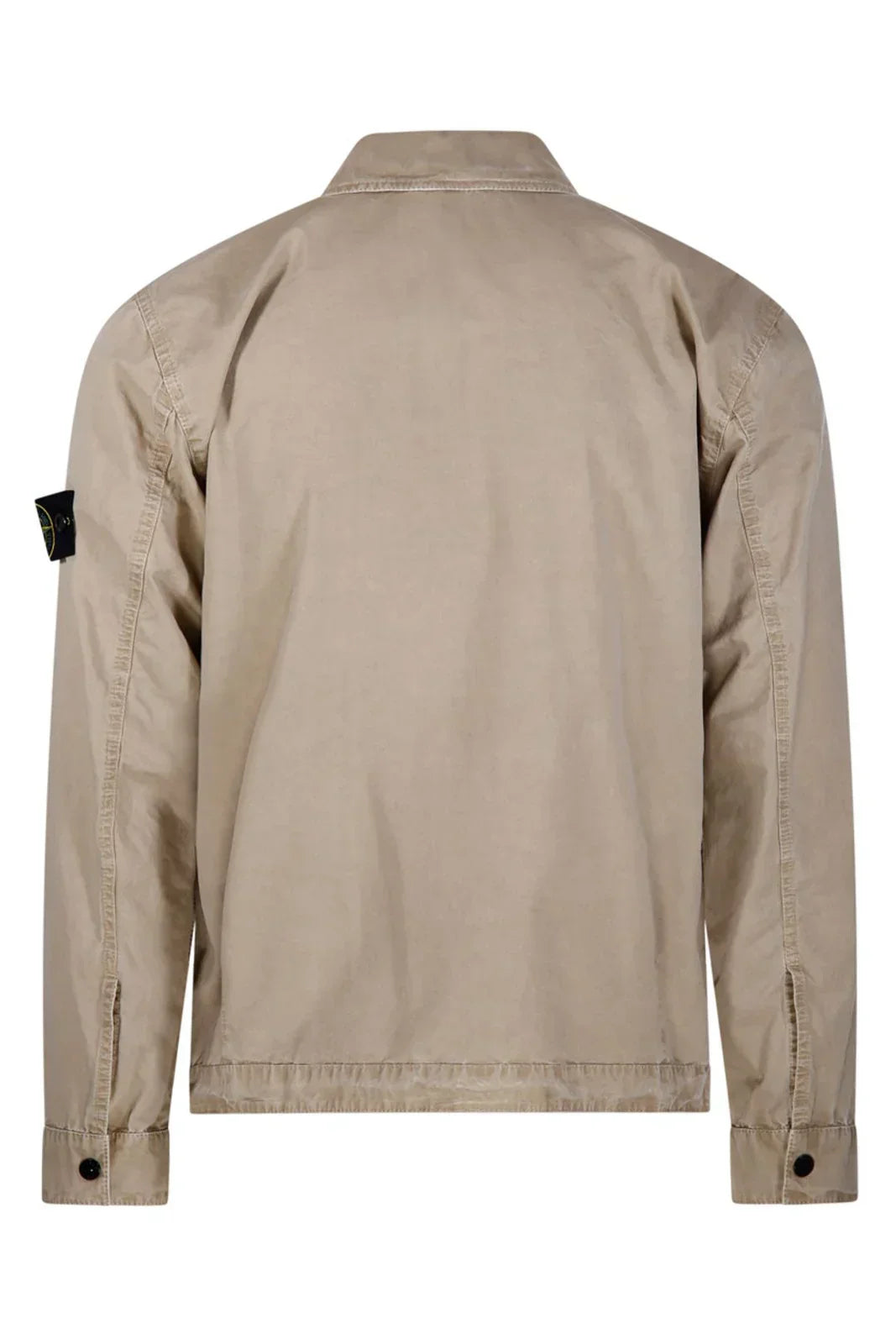 Stone Island Brushed Organic Cotton Canvas Overshirt In Sand
