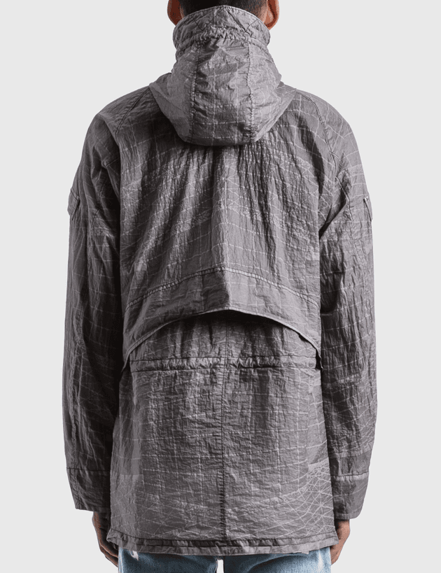 Stone Island Reflective Grid Parka In Grey