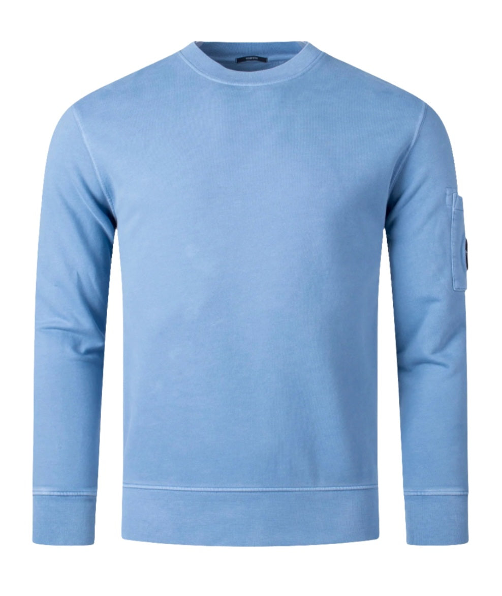 Cp Company Brushed Emerized Resist Dyed Lens Sweatshirt in Riviera Blue