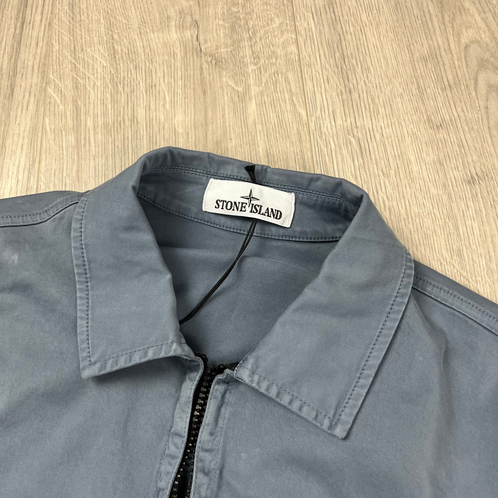 Stone Island Zip Overshirt - Avio Blue